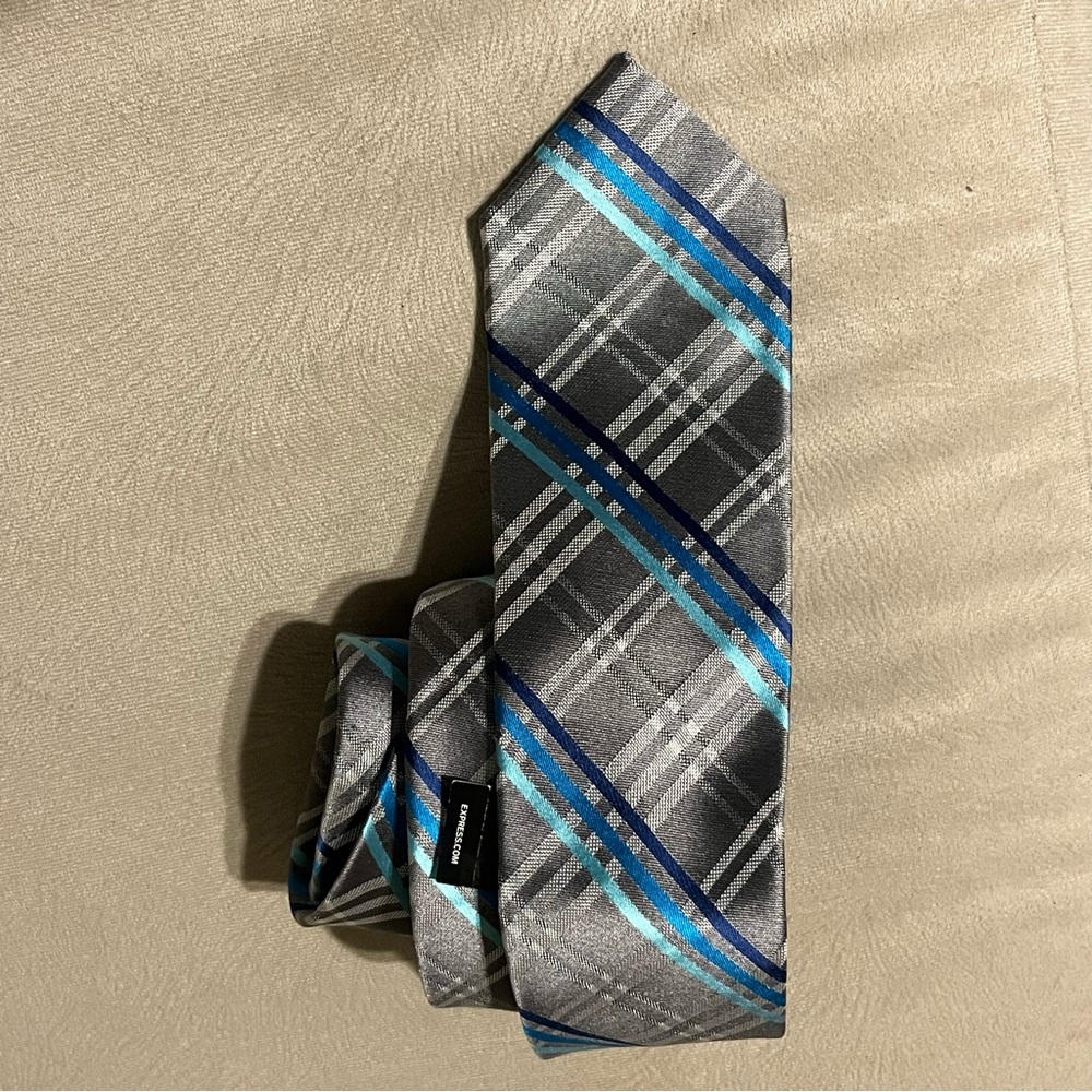 Express Corbata A rrallas de hombre silver, Azul‎ 61”long